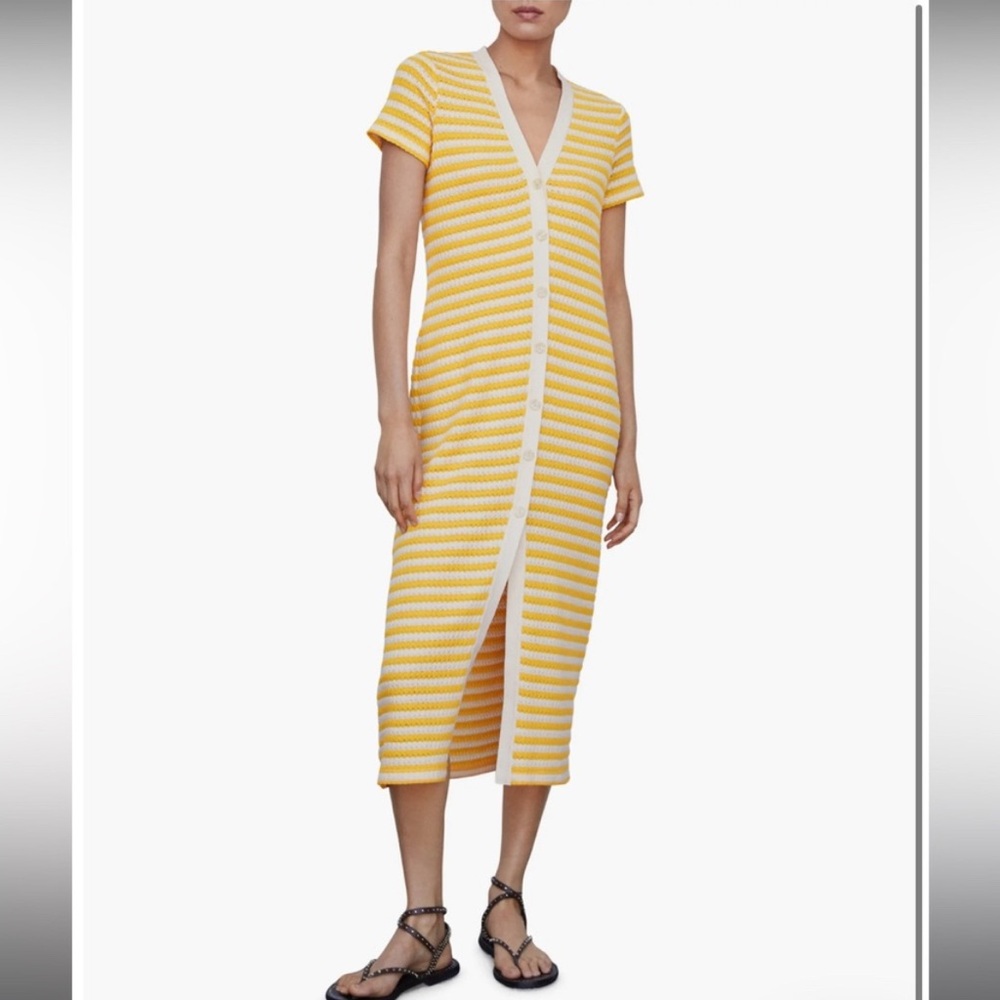 MNG MANGO Stripe Yellow Jersey Sweater Dress 6